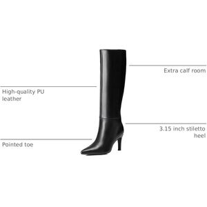 FeetQuake Elegant Black Stiletto Heel Boots